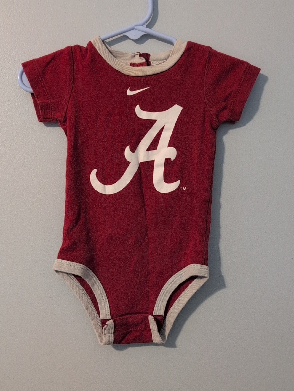 Nike Infant Bodysuit in Crimson with White Logo